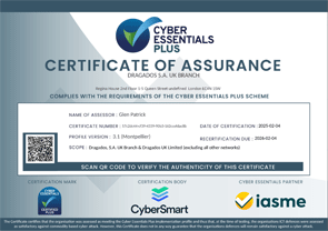 Cyber Essentials Plus. Dragados S.A. UK Branch and Dragados UK Limited.